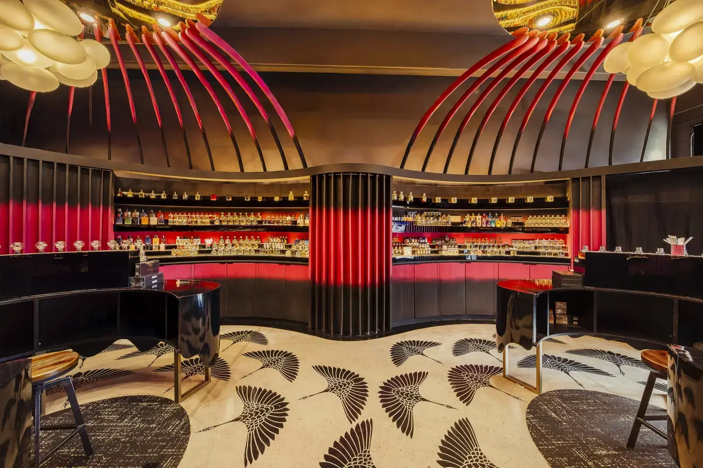 Dome, circular display, and curved shelving