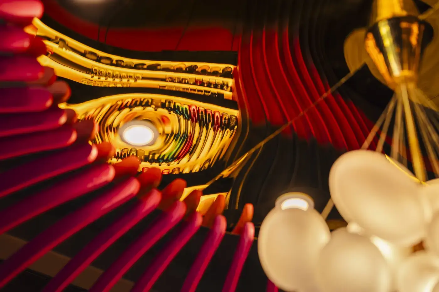 Gold ceiling detail under the ribbed dome