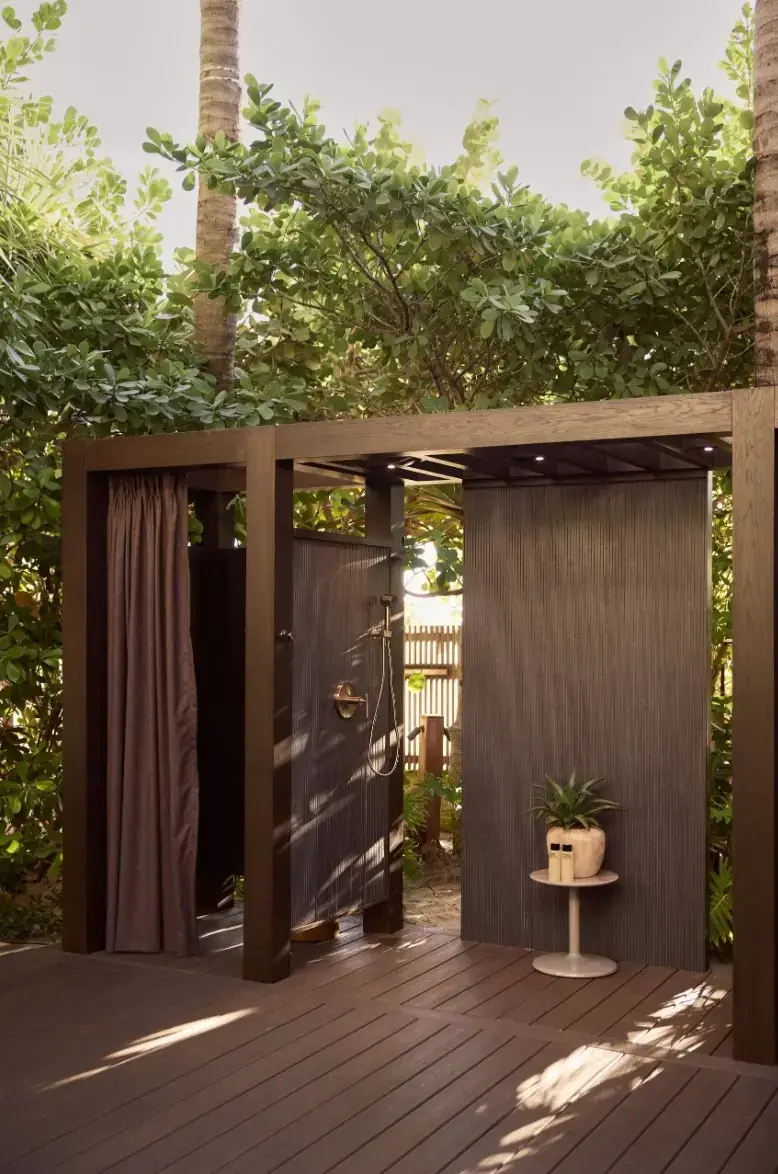 Finished wood shower enclosure